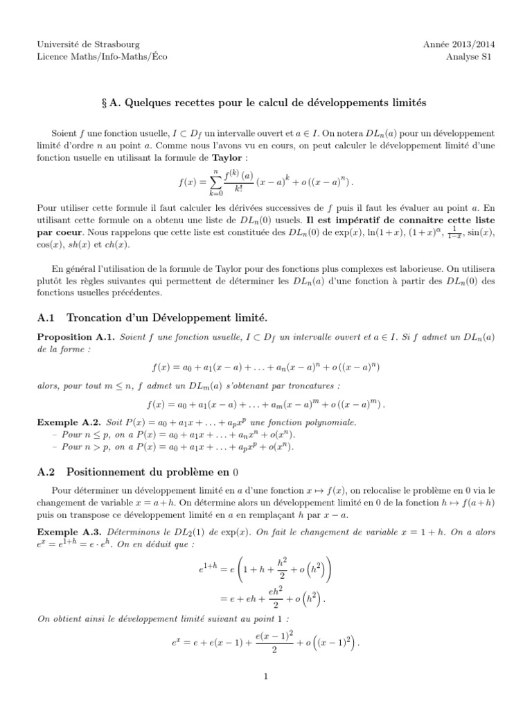 Developpements Limites PDF | PDF | Concepts mathématiques | Objets ...