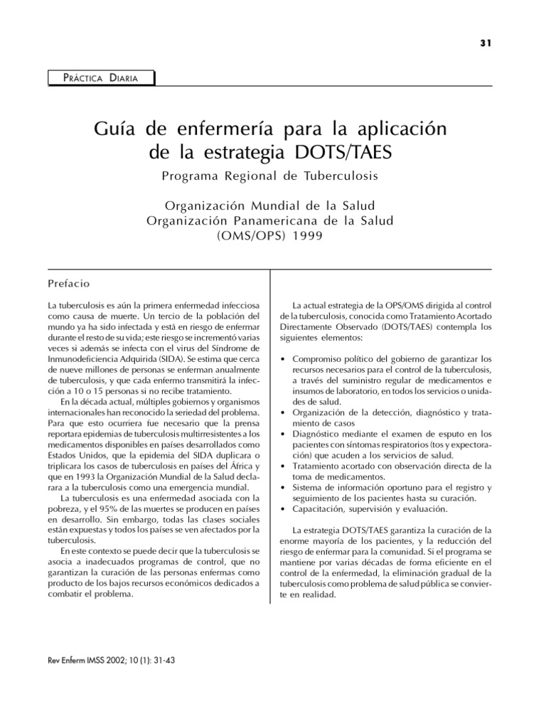 Estrategia DOTS en Tuberculosis | PDF | Tuberculosis | Organización ...