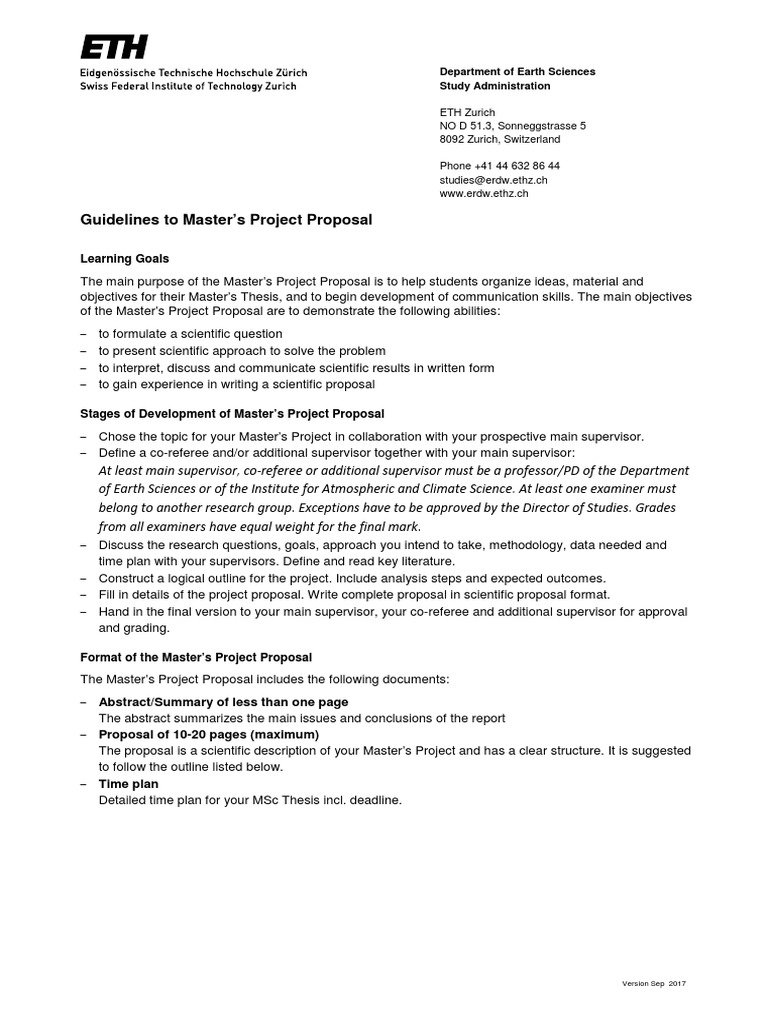Master’s Project Proposal Guidelines | PDF | Thesis | Abstract (Summary)