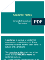Grammar Notes-Complete Subjects and Predicates