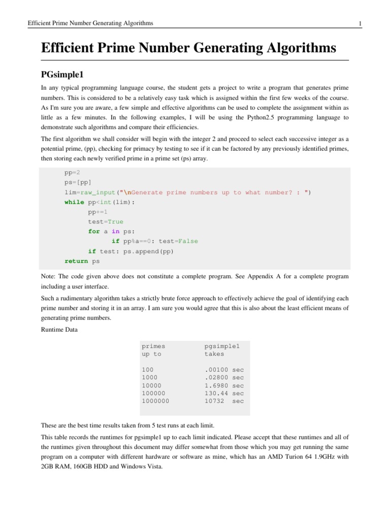Efficient Prime Number Generating Algorithms | PDF | Prime Number ...