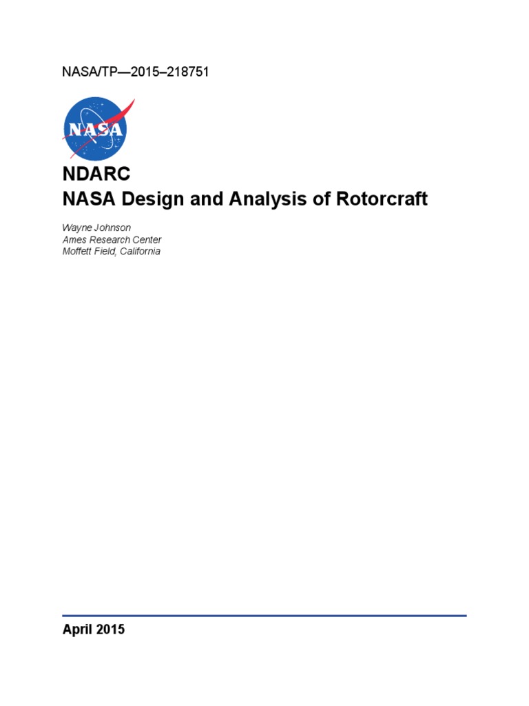 NASA Design and Analysis of Rotorcraft Wayne Johnson PDF Flight