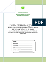 Prueba Destinada A Evaluar Habilidades Metalingüísticas de Tipo Fonológico (PHMF)