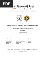 Department of Computer Science & Engineering Networks Lab Manual-2016-2017 Semester-Vii