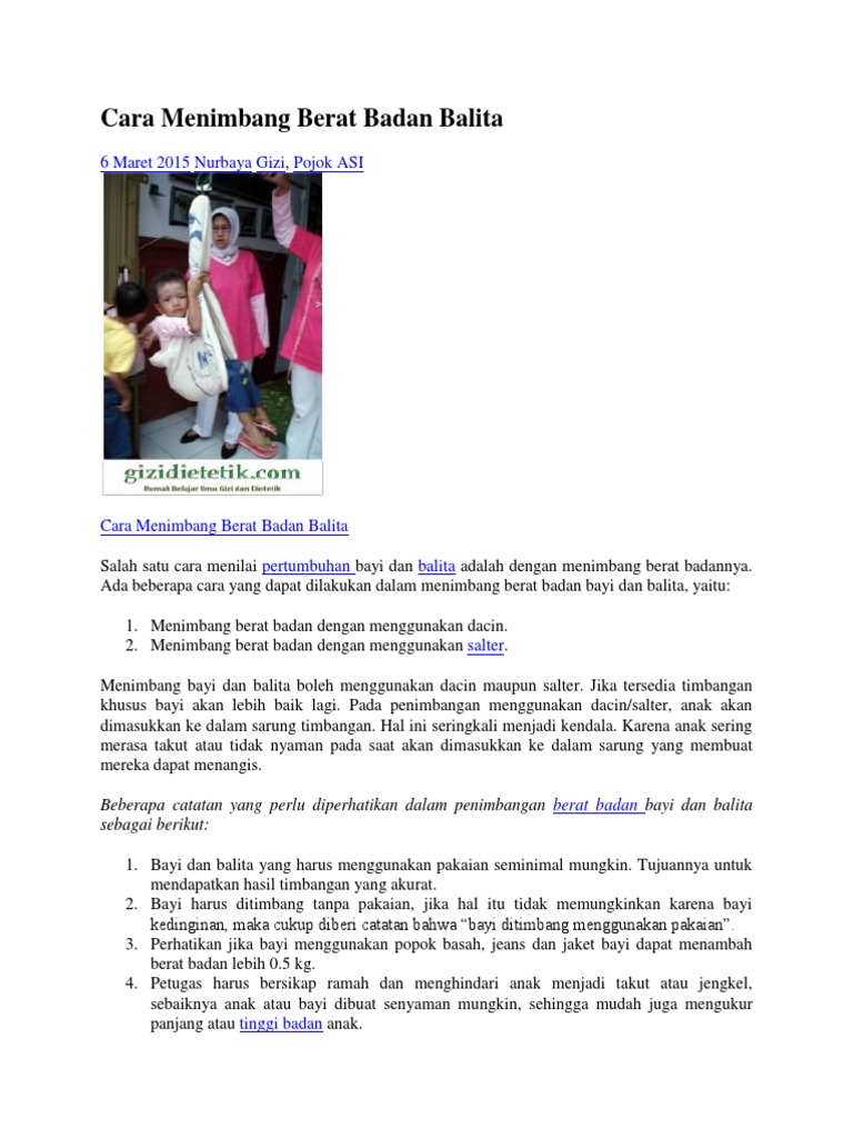 Cara Menimbang Berat Badan Balita