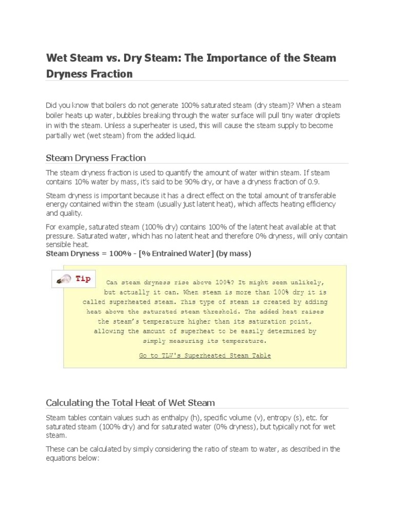 Wet Steam Vs DRY STEAM