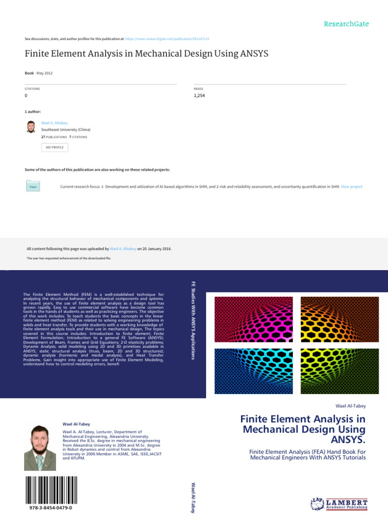 Finite Element Analysis In Mechanical Design Using Ansys Pdf Finite