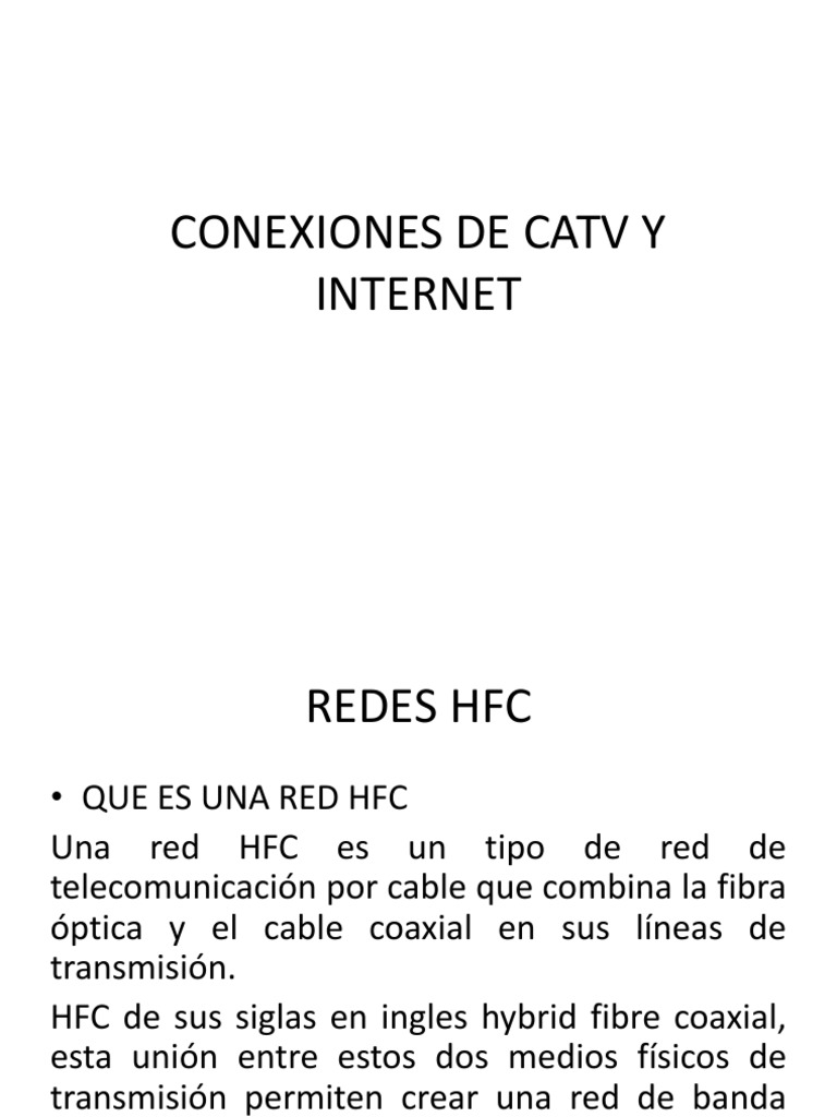 Conexiones de Catv y PDF Televisión por cable Cable coaxial