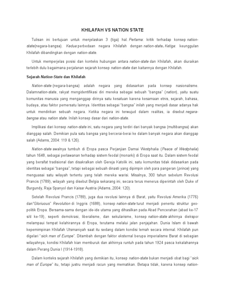 Khilafah Vs Nation State Pdf Politik Ilmu Sosial 
