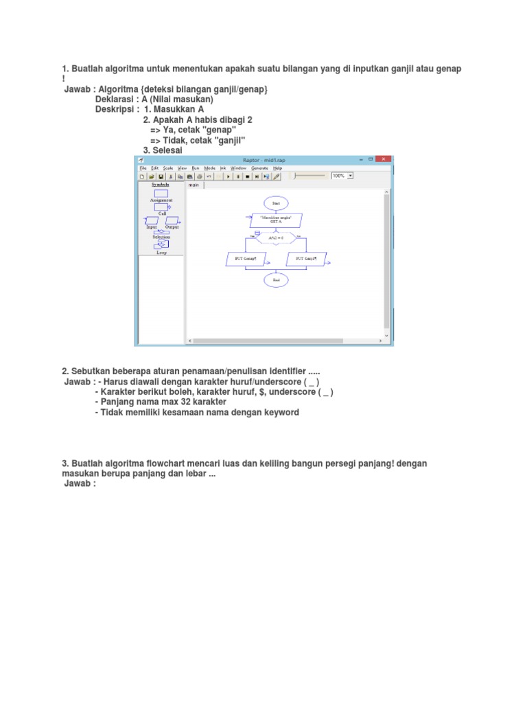 Contoh Flowchart Untuk Menentukan Bilangan Ganjil Dan 