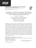 Mathematical Model For Malaria Transmission