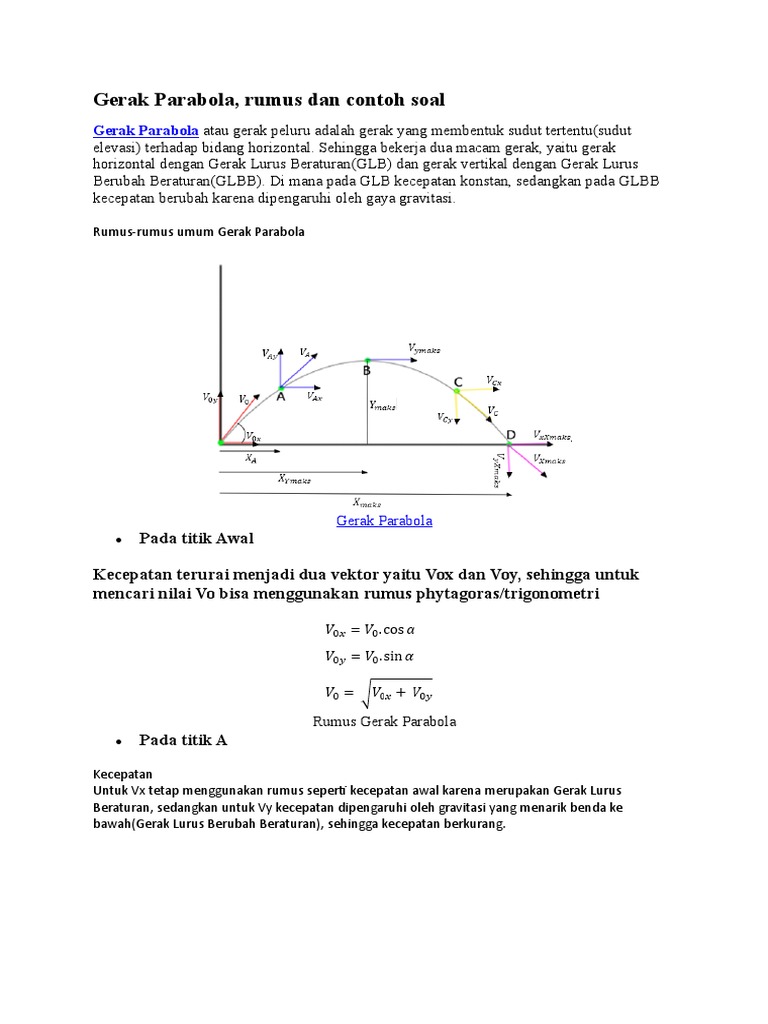 Rumus Gerak Parabola Dan Contoh Soal Contoh Soal Terbaru