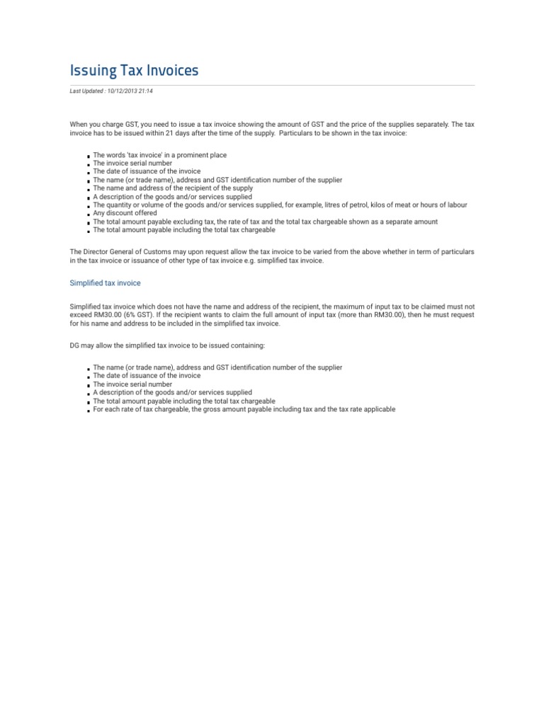GST Tax Invoice Requirements Explained | PDF