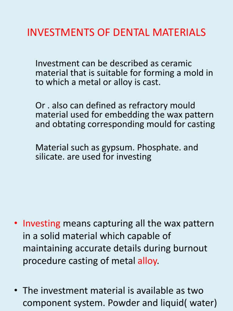 Investments of Dental Materials Casting (Metalworking) Silicon Dioxide