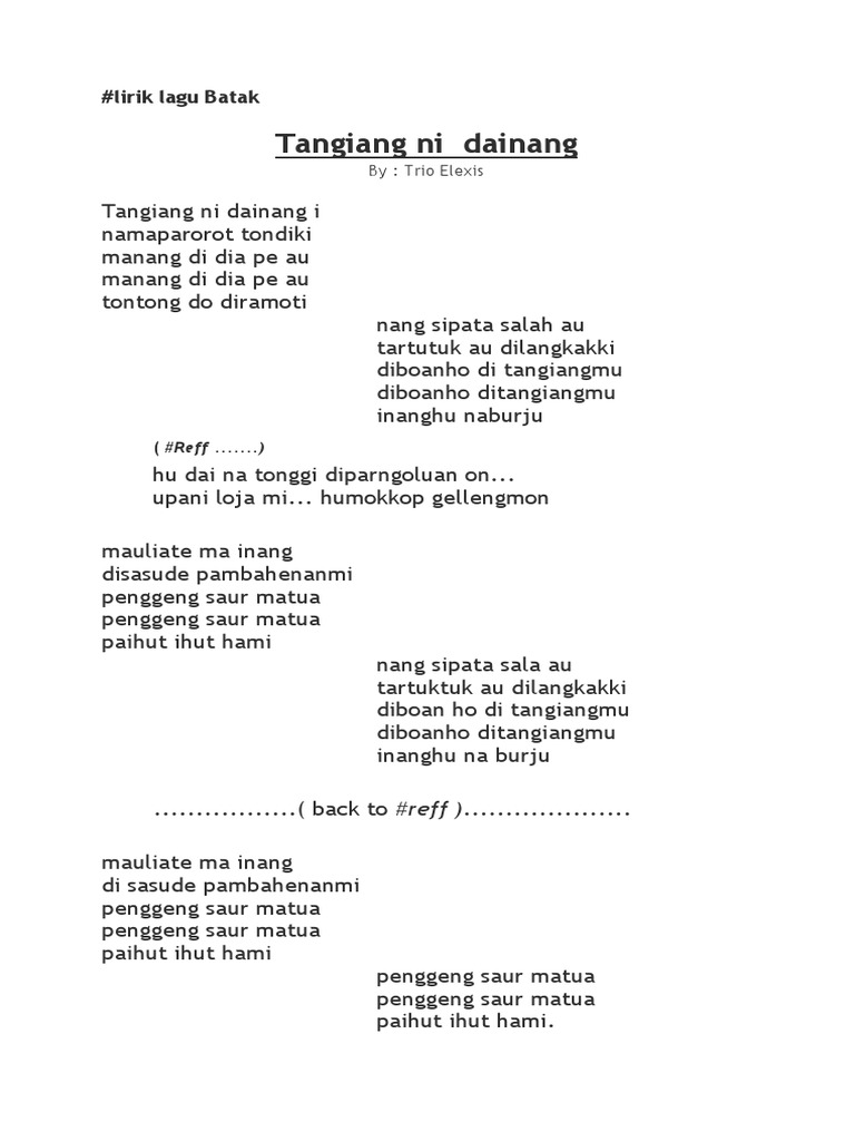 Lirik Lagu Batak | PDF