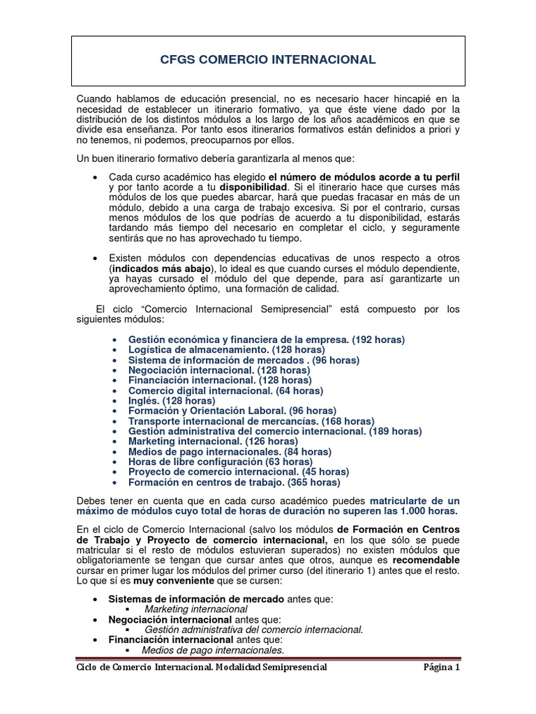 Ciclo Semipresencial en Comercio Internacional | PDF | El comercio ...