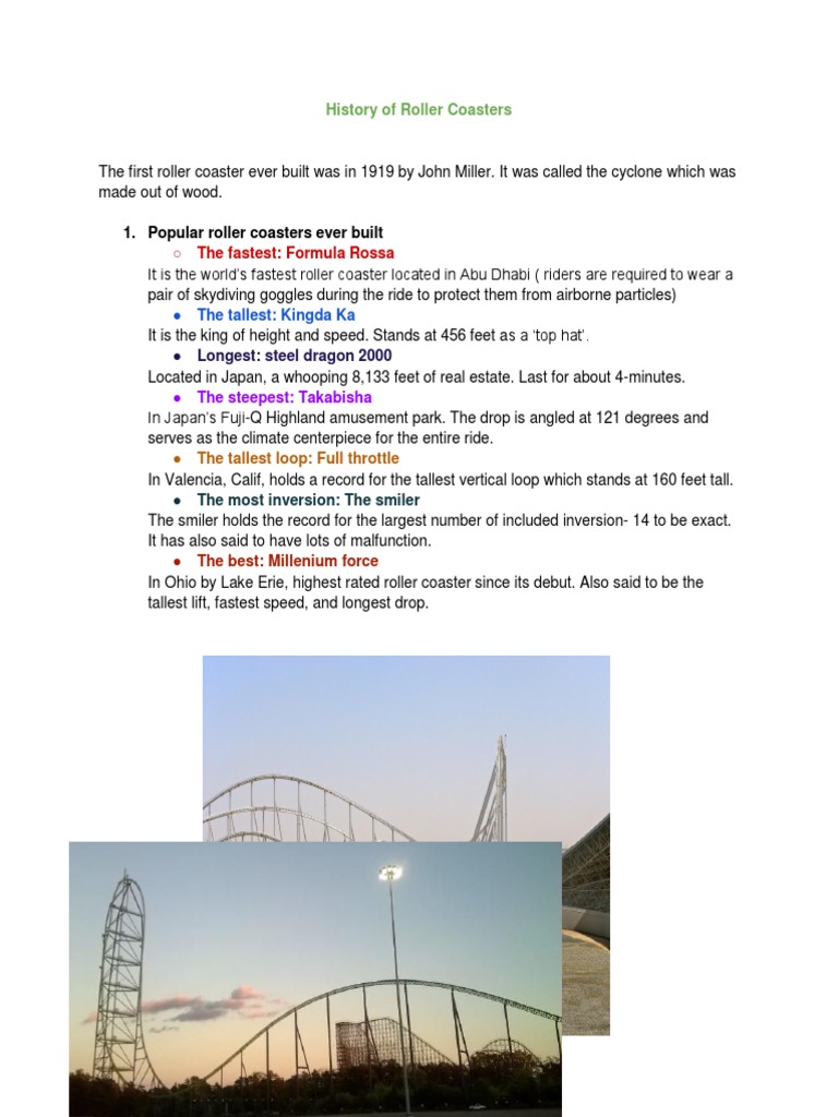 Roller Coaster History 1 PDF