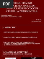 Studiul Privind Asocierea Speciilor Genului Streptococcus Cu Boala