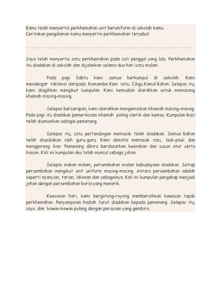 Perkhemahan Unit Beruniform Di Sekolah Kamu Pdf