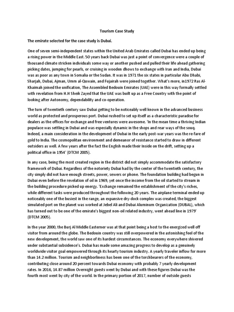 Tourism Case Study Ayesha PDF Dubai United Arab Emirates