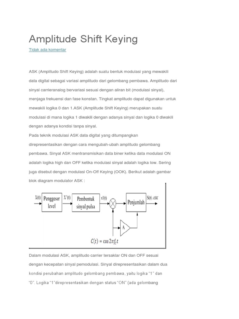 Teori dan Aplikasi Amplitude Shift Keying | PDF
