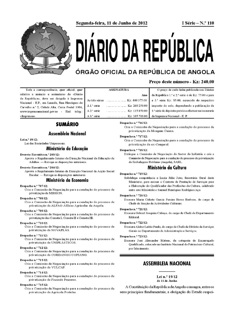 Lei das sociedades unipessoais angola pdf