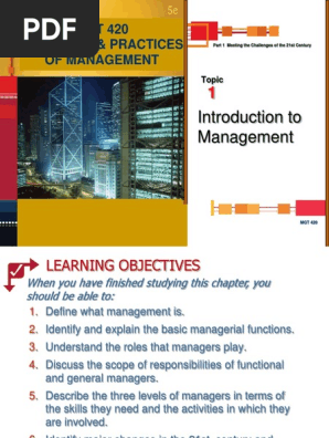 Topic 1 Intro To Mgmt Pdf Leadership Goal