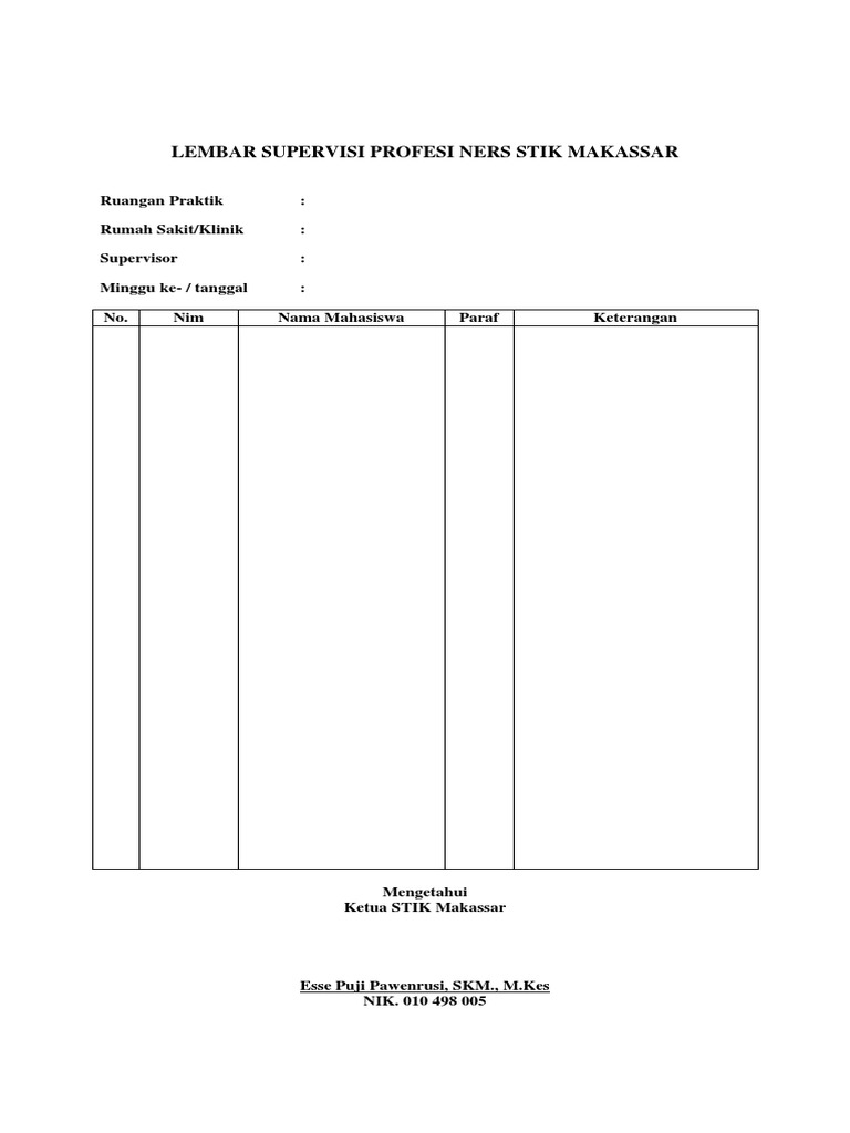 Lembar Bimbingan Supervisor