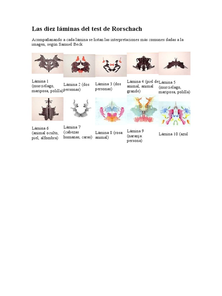Las Diez Láminas Del Test De Rorschach Pdf