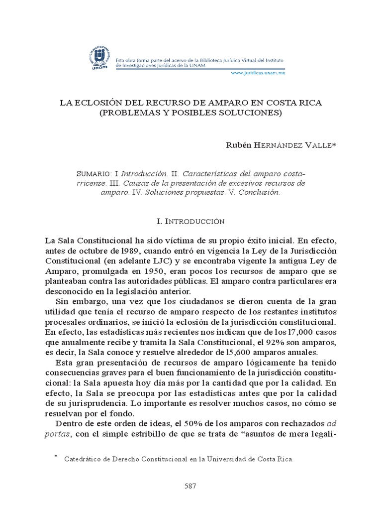 La Eclosion de Recurso de Amparo en Costa Rica | PDF | Derecho ...