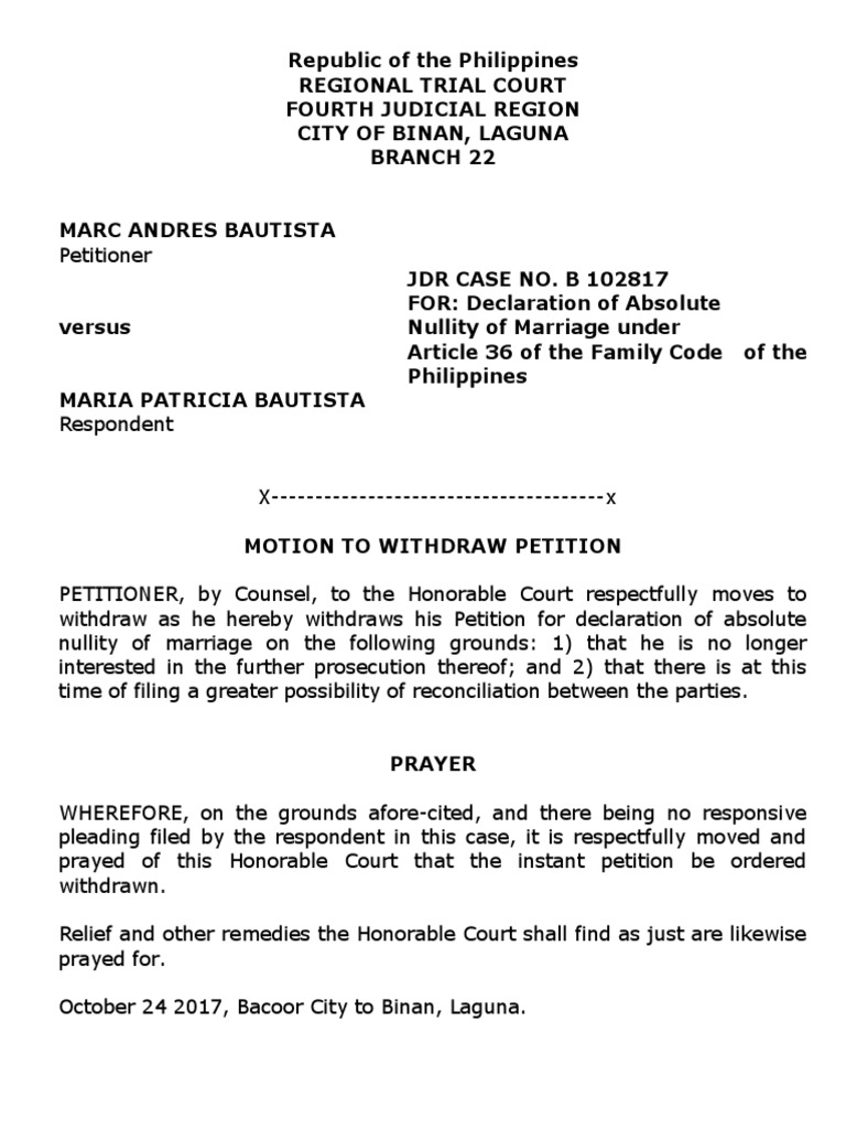 Motion To Withdraw Petition Courts Government Information