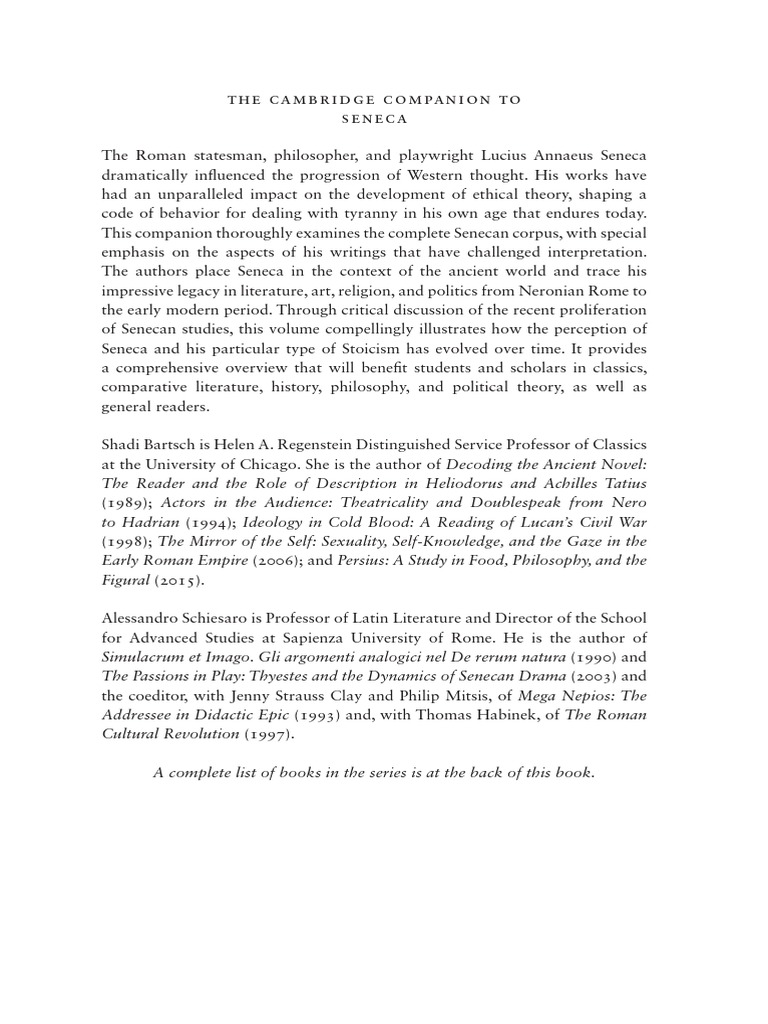 Seneca Companion | PDF | Seneca The Younger | Stoicism