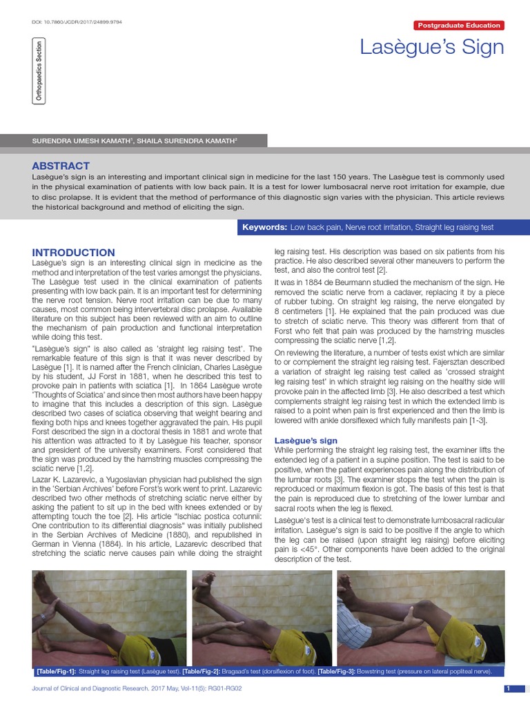 Lasegue Sign 2017 | Download Free PDF | Vertebra | Back Pain