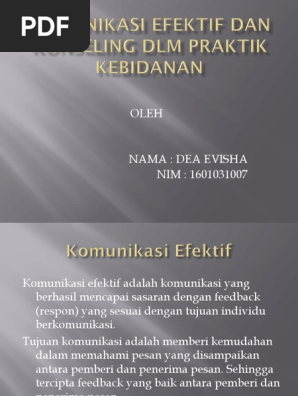 Komunikasi Efektif Dan Konseling Dlm Praktik Kebidanan