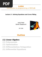 Introduction To Programming in MATLAB: Lecture 3: Solving Equations and Curve Fitting