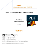 Introduction To Programming in MATLAB: Lecture 3: Solving Equations and Curve Fitting