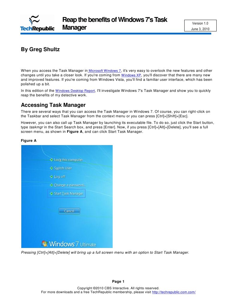 Windows7 Task Manager | Download Free PDF | Operating System Technology ...