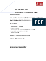 Convocatoria Asamblea Local Eleccion Nueva Ejecutiva 2017