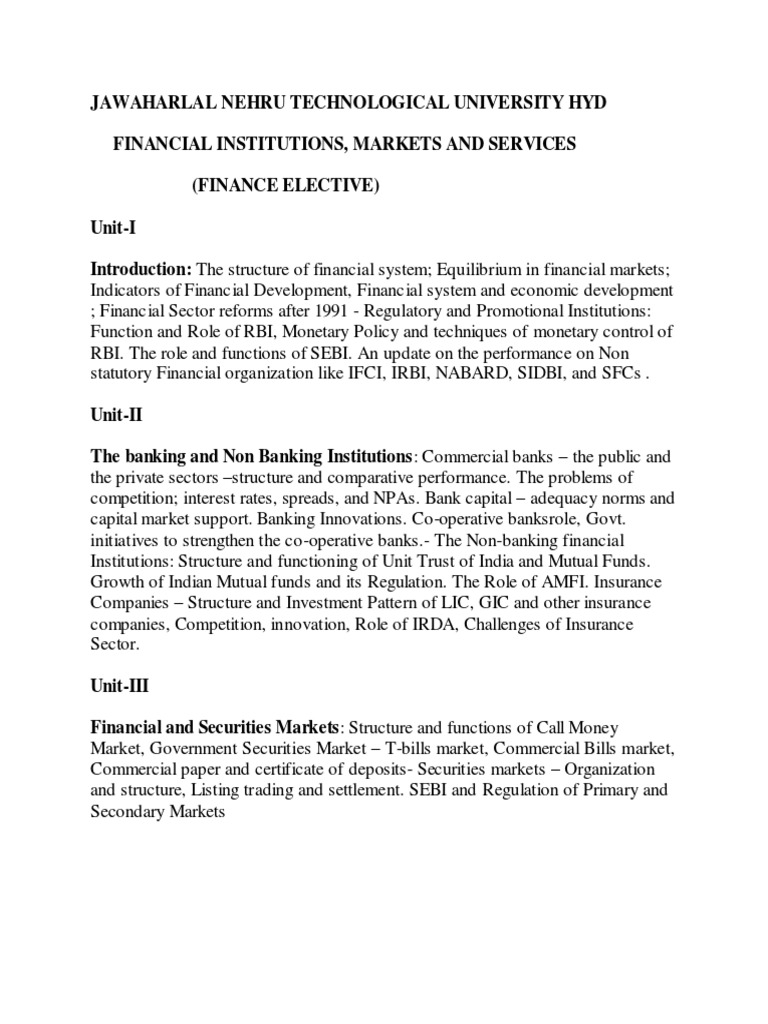 Financial Institutions and Markets Overview | PDF | Reserve Bank Of ...