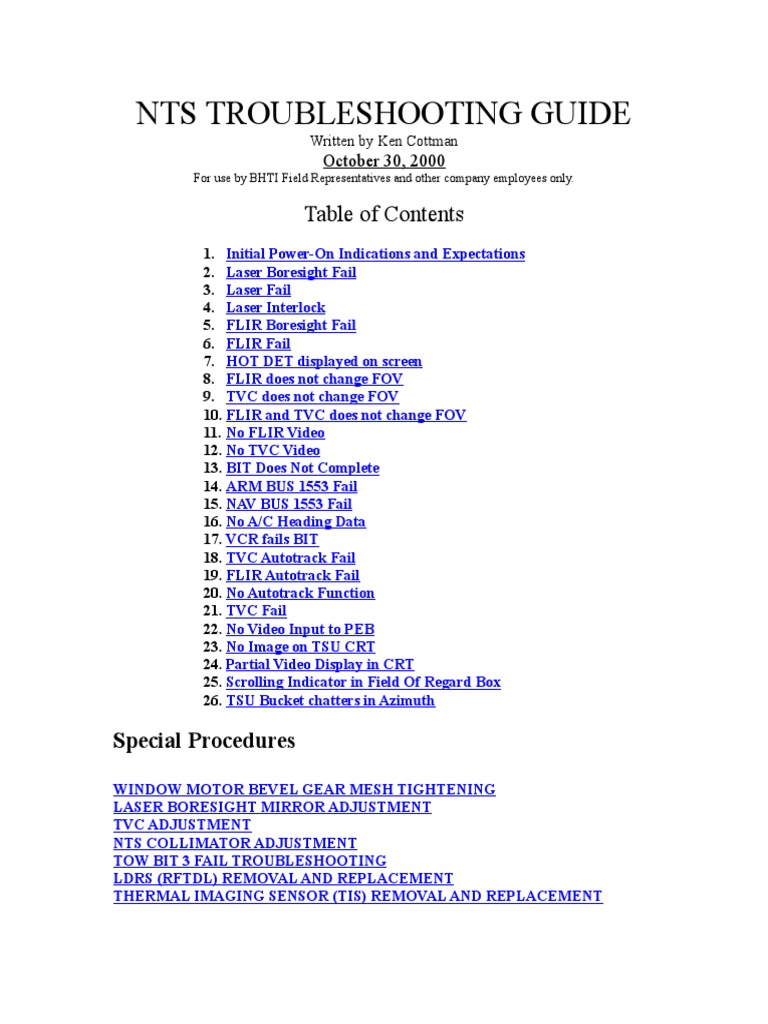 NTS Troubleshooting Procedures Guide | PDF | Videocassette Recorder ...