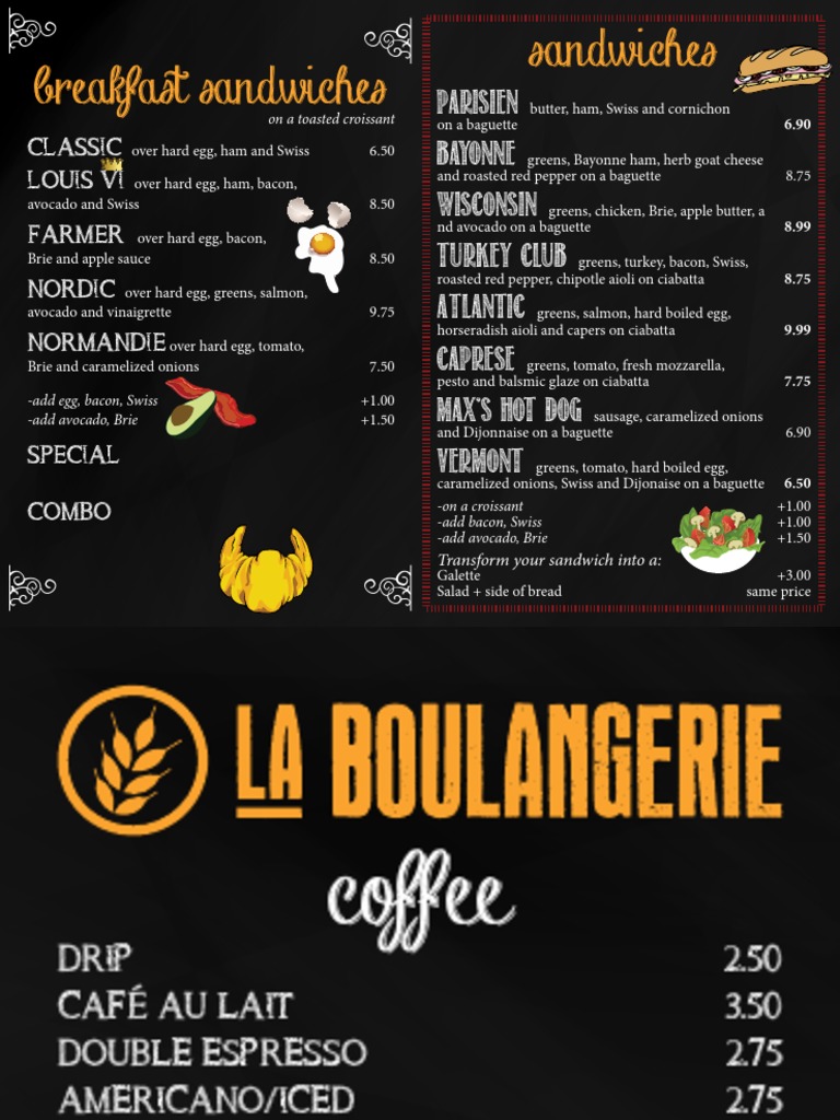 La Boulangerie Menu Drink Western Cuisine
