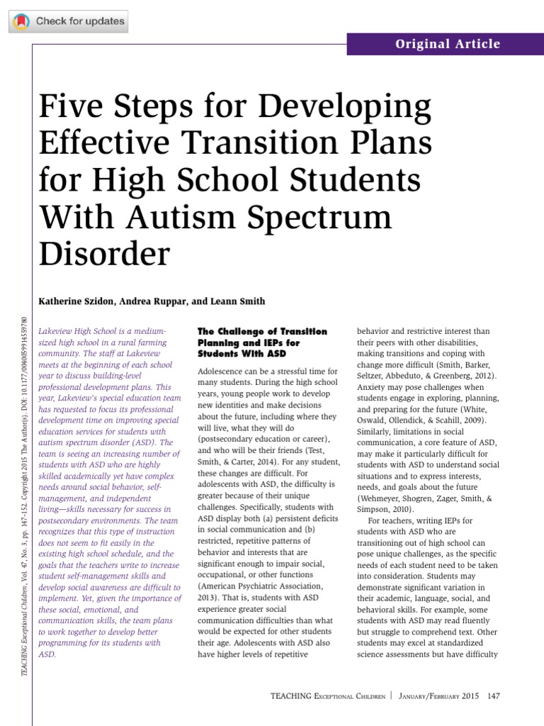 Five Steps For Developing Effective Transition Plans For High School ...
