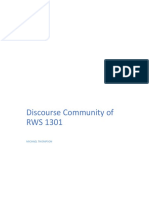 Rws Discourse Community Essay