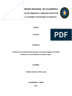 Informe de la contaminación del agua, las normas legales del medio ambiente y la autoridad que protege al agua