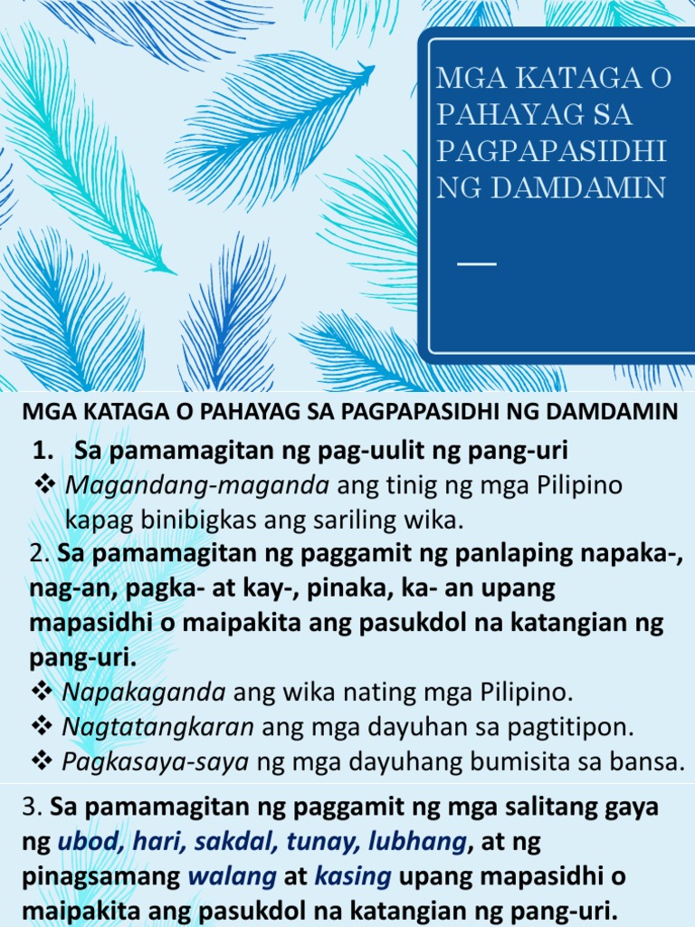 Mga Kataga o Pahayag Sa Pagpapasidhi Ng Damdamin