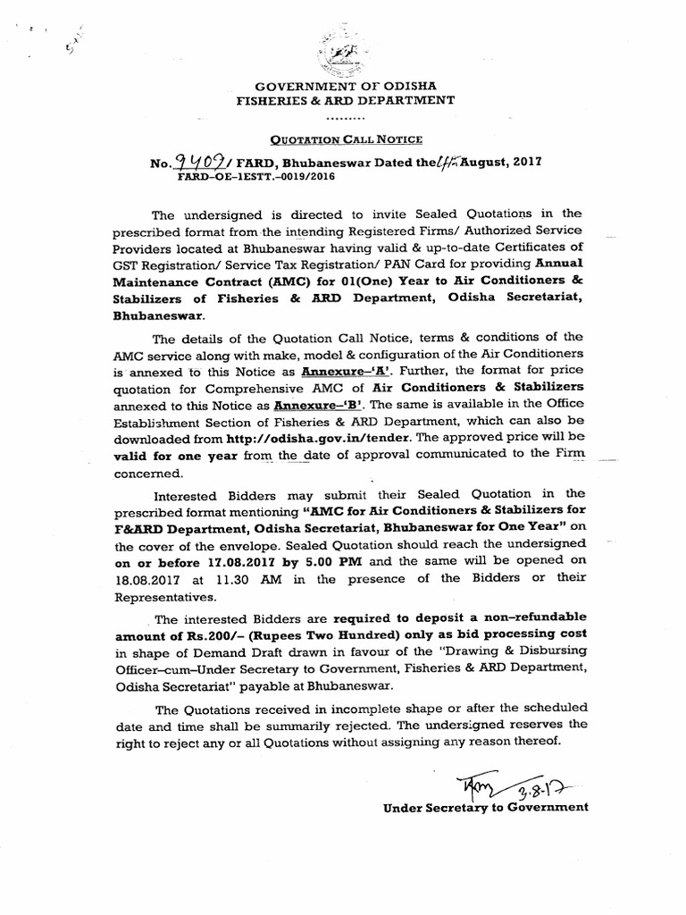AMC Quotation Format for Air Conditioners | PDF | Business