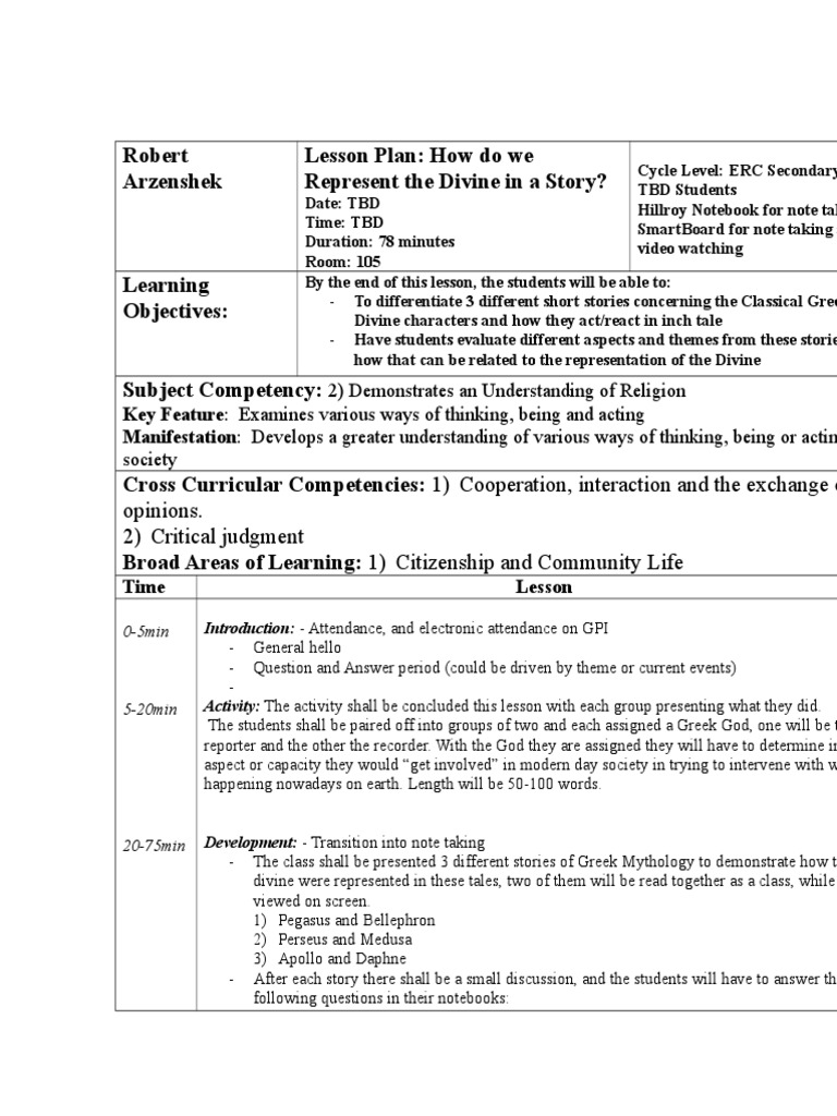 Classical Stories Lesson | PDF | Religion And Belief