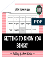 Getting To Know You Bingo!: First Day of School Activities