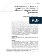 Los Movimientos Sociales en La Argentina- De Los Noventa a La Actualidad. Origen,Desarrollo y Perspectivas