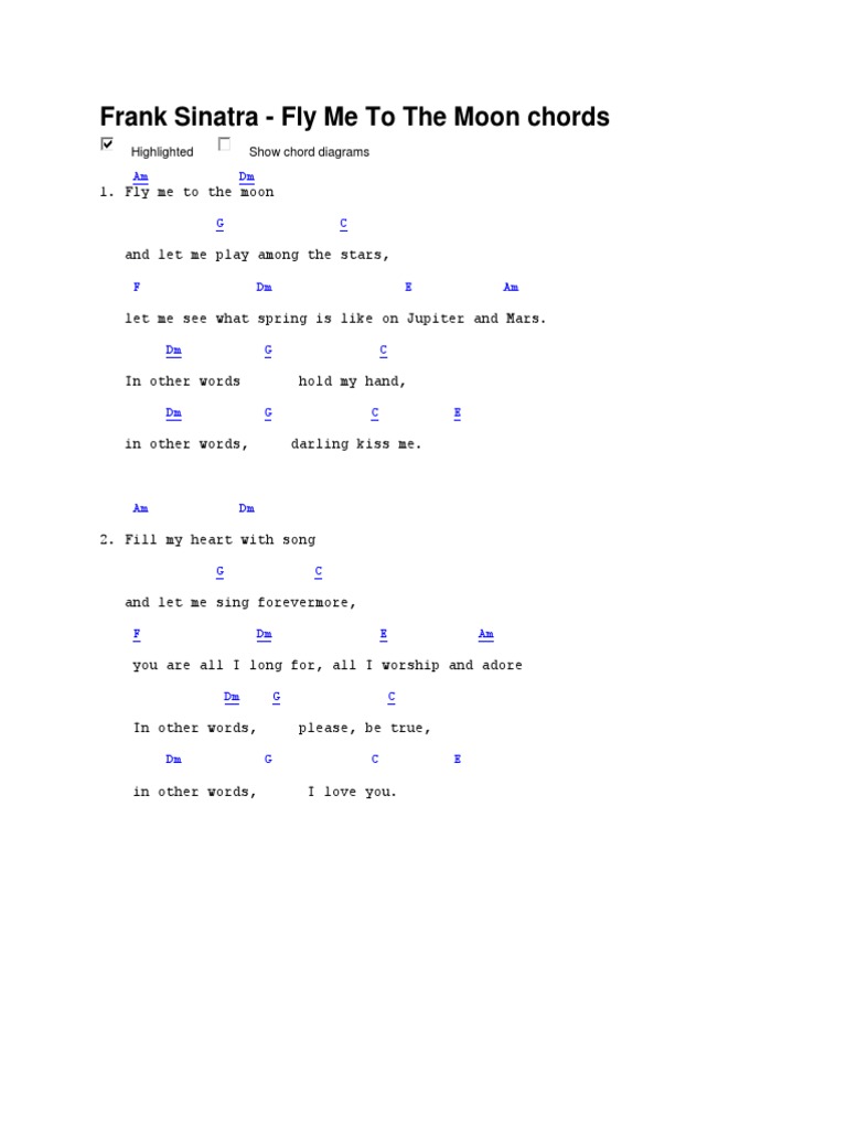 Fly Me To The Moon Chords Pdf